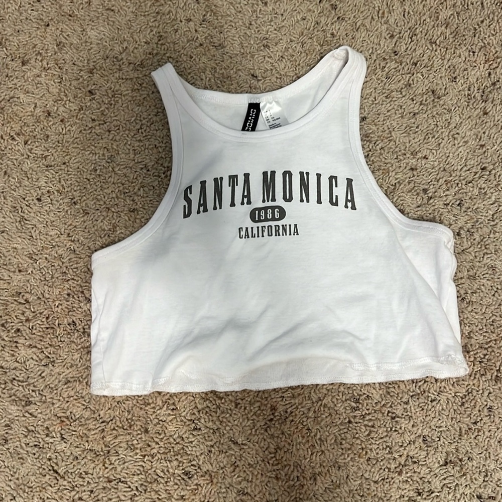 Whit cropped tank top from H&M Size S